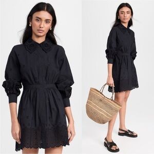 NEW Ulla Johnson Gemma eyelet long sleeve dress